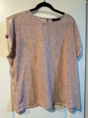 Halogen Pink Polka Dot Short Sleeve Blouse